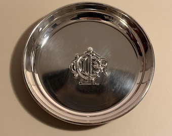Christian Dior Silver Plated Trinket Tray With Raised CD Monogram