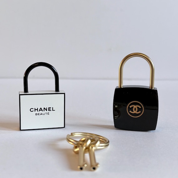 Chanel Padlock Set With Keys Black and Gold CC Logo Heavy Hardware