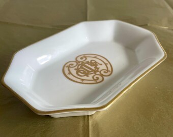 Christian Dior Limoges Dish – Gold Monogram Porcelain Tray