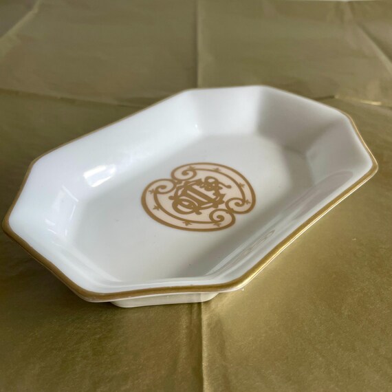 Christian Dior Limoges Dish – Gold Monogram Porcelain Tray