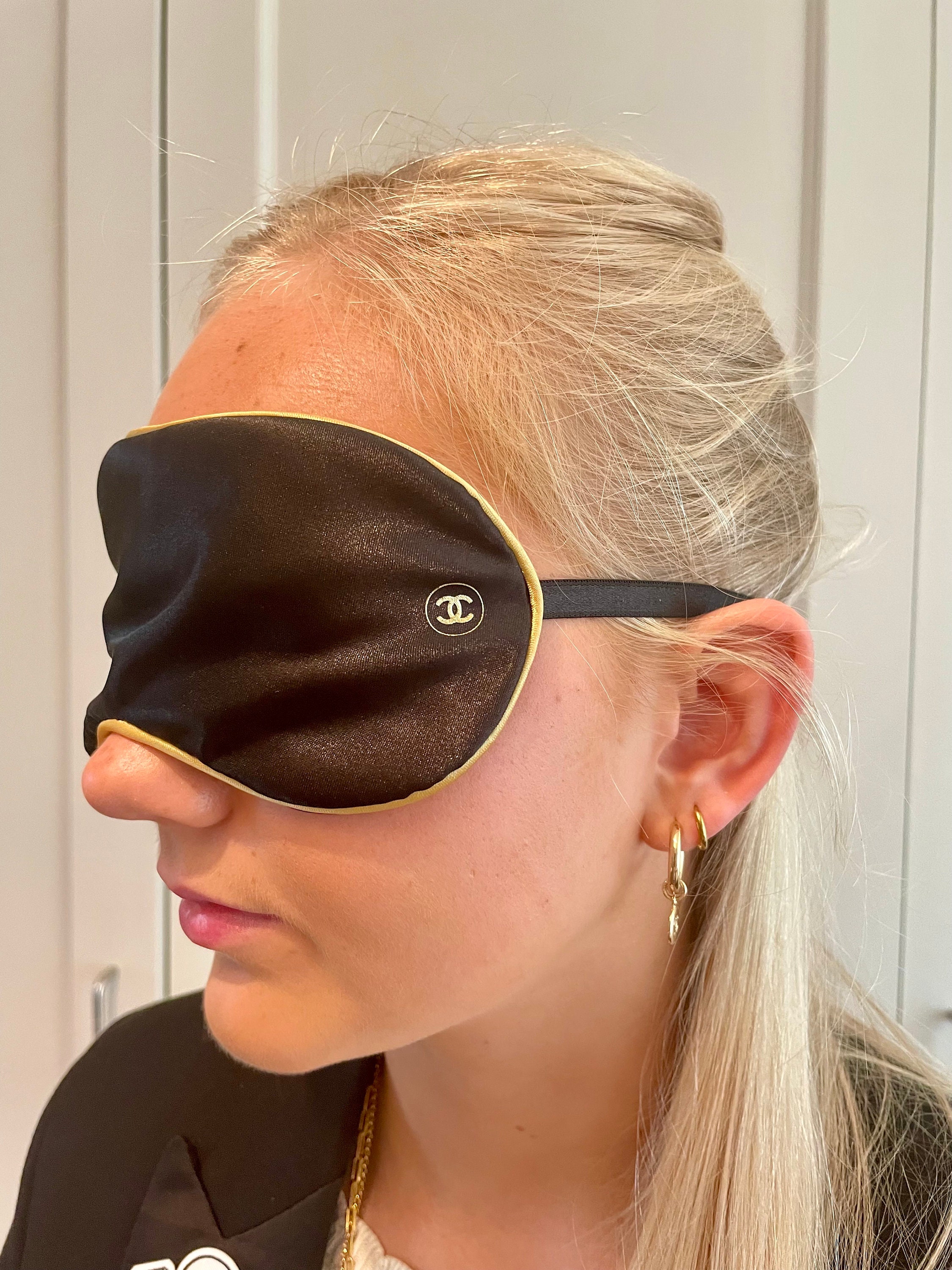 Chanel Silk Sleep Mask Set Black Gold CC Coco Mademoiselle L'eau