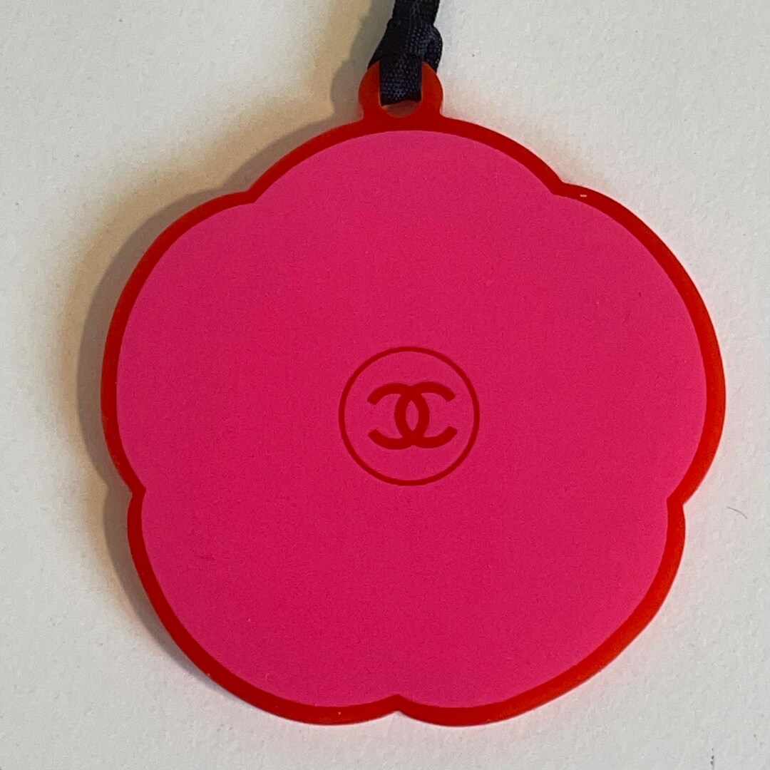 CHANEL Bag Charm, Pink Color Flower Shape, CC Mark, Resin Ornament