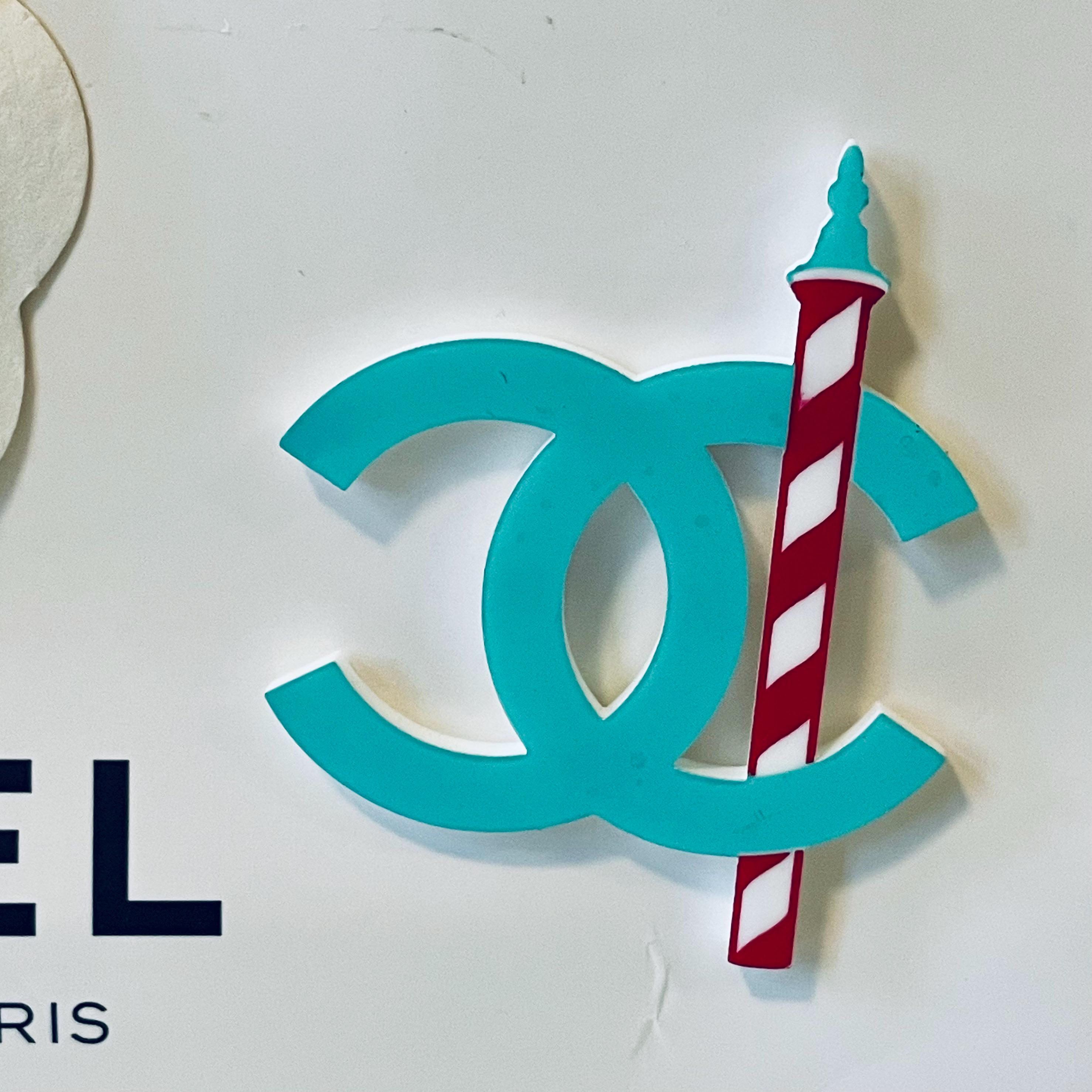 CHANEL Magnet Brooch, CC Logo & Pole, Venice, Plastic Ornament