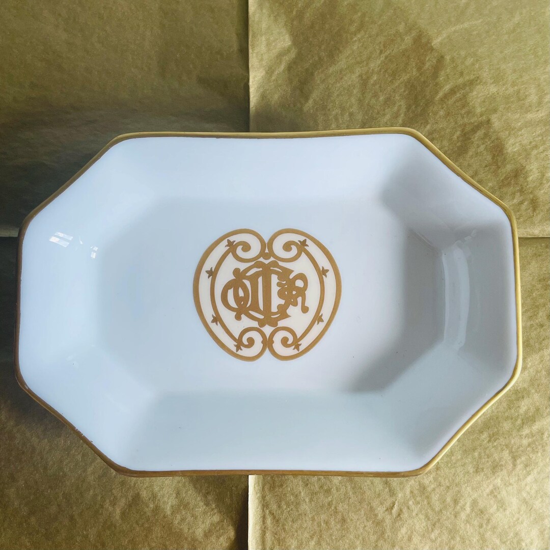 Christian Dior Limoges Dish – Gold Monogram Porcelain Tray