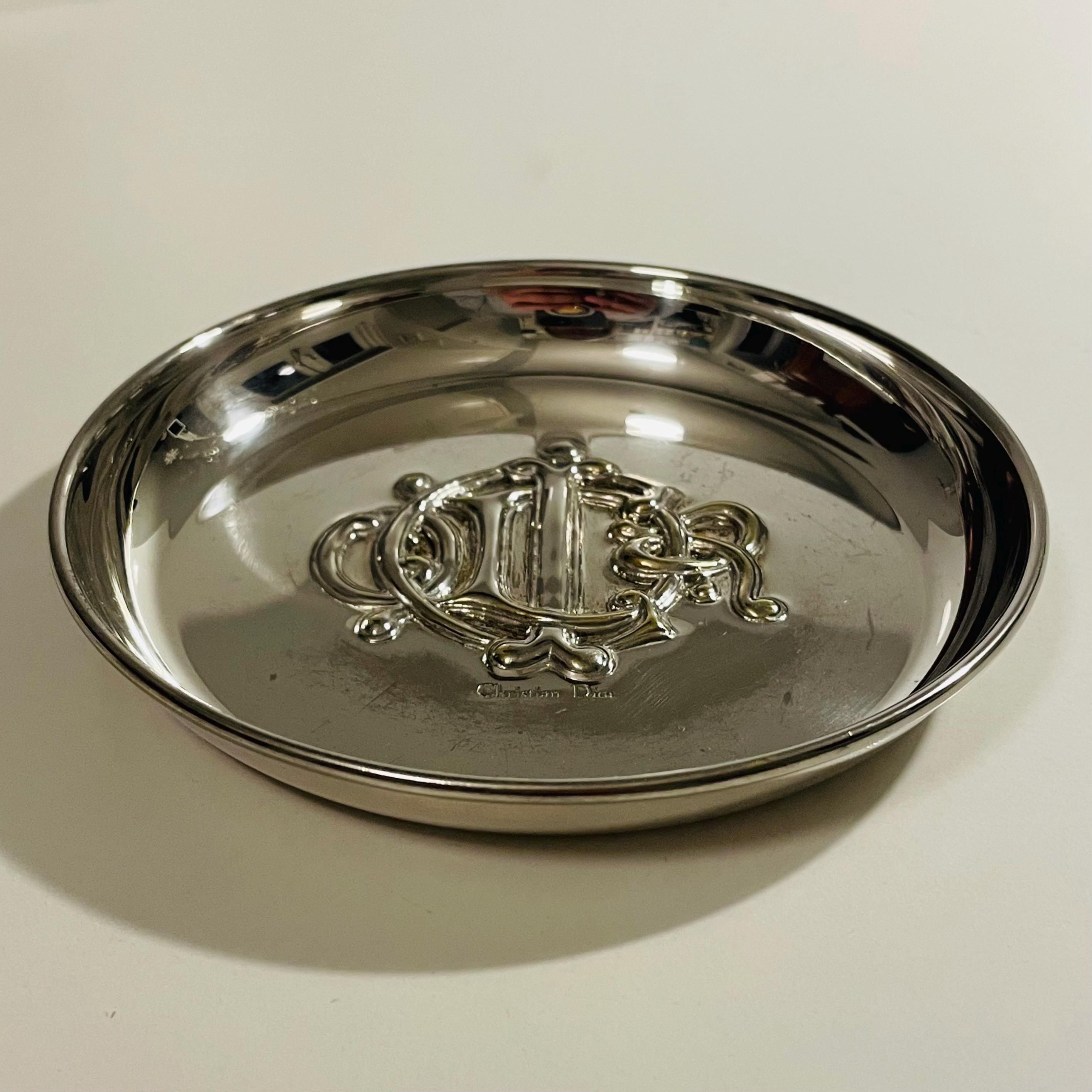 Vintage Christian Dior Silver Plated Vanity Tray - Collectible CD