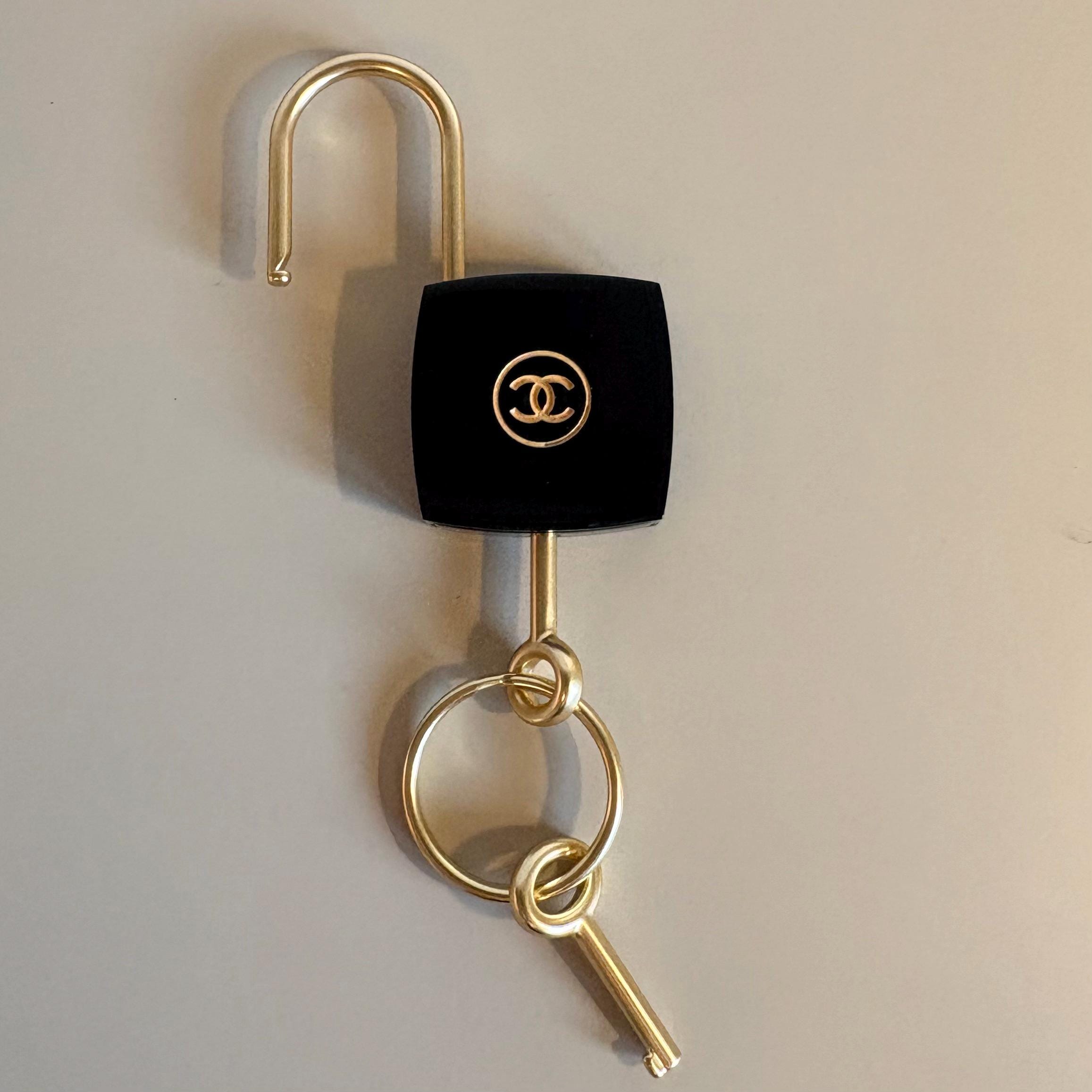 Chanel Padlock Set With Keys Black and Gold CC Logo Heavy Hardware