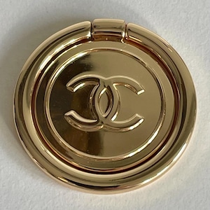 Chanel sjaalring, sjaalhouder, telefoonhouder, gouden metalen ring met dubbele C-ronde, authentiek, vintage