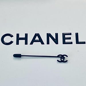 Brushed Silver with Center Crystal Premium Tie Bar  Black Tie Pin with Silver Crystal Double-C Emblem main image 2