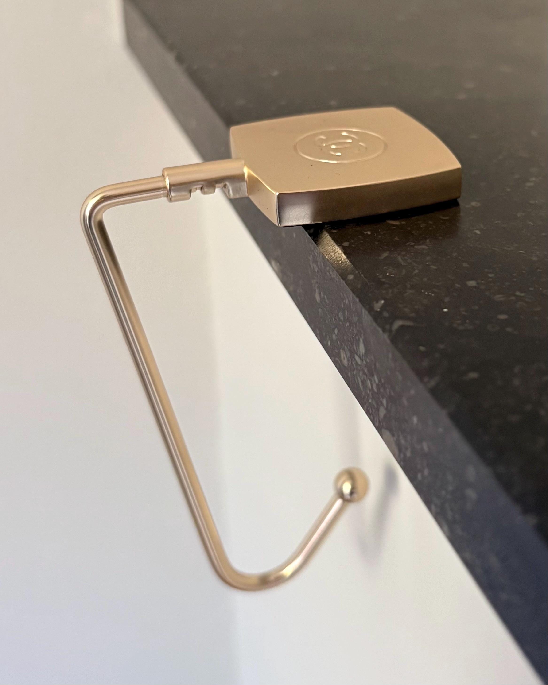 Chanel CC Bag Hook Gold Tone Handbag Table Hanger With Chanel