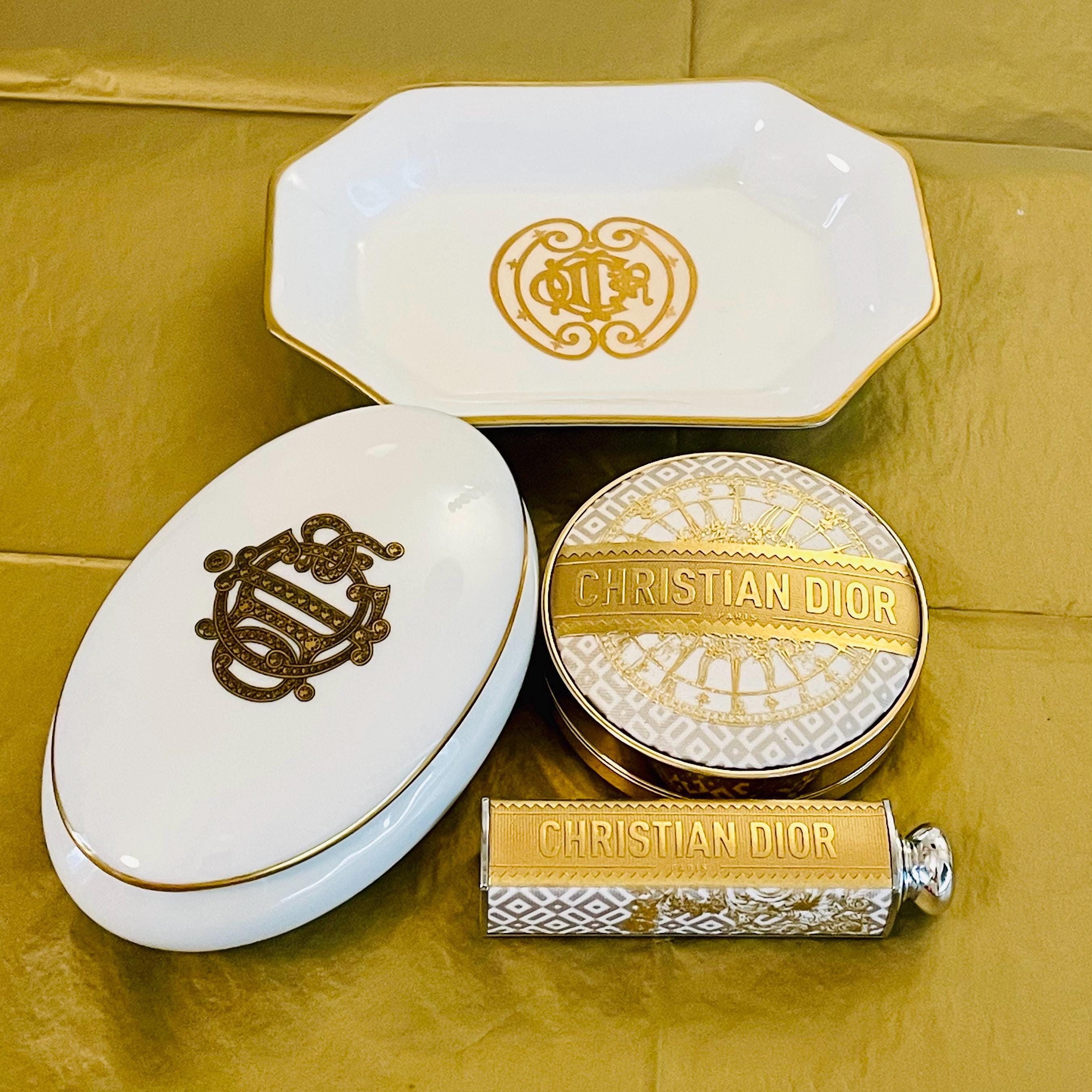 Christian Dior Limoges Dish – Gold Monogram Porcelain Tray