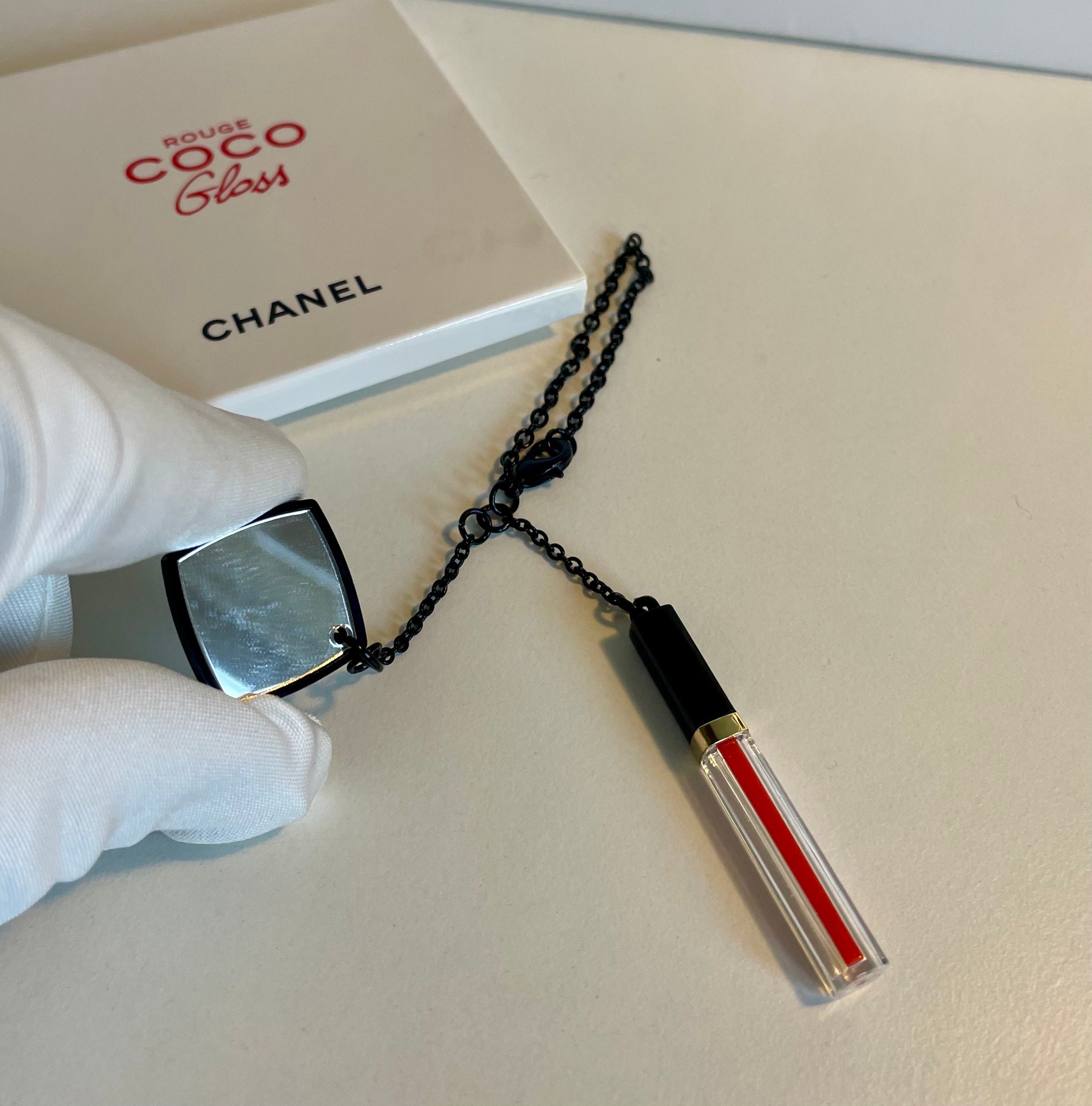 Authentic Chanel Key Chain, Rouge Coco Gloss, Miniature