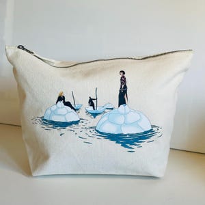 Rare Designer Cotton Pouch – Florence Fashion Gift – Illustrated Ponte Vecchio – Artist REMEMBERS – Collectible Makeup Bag