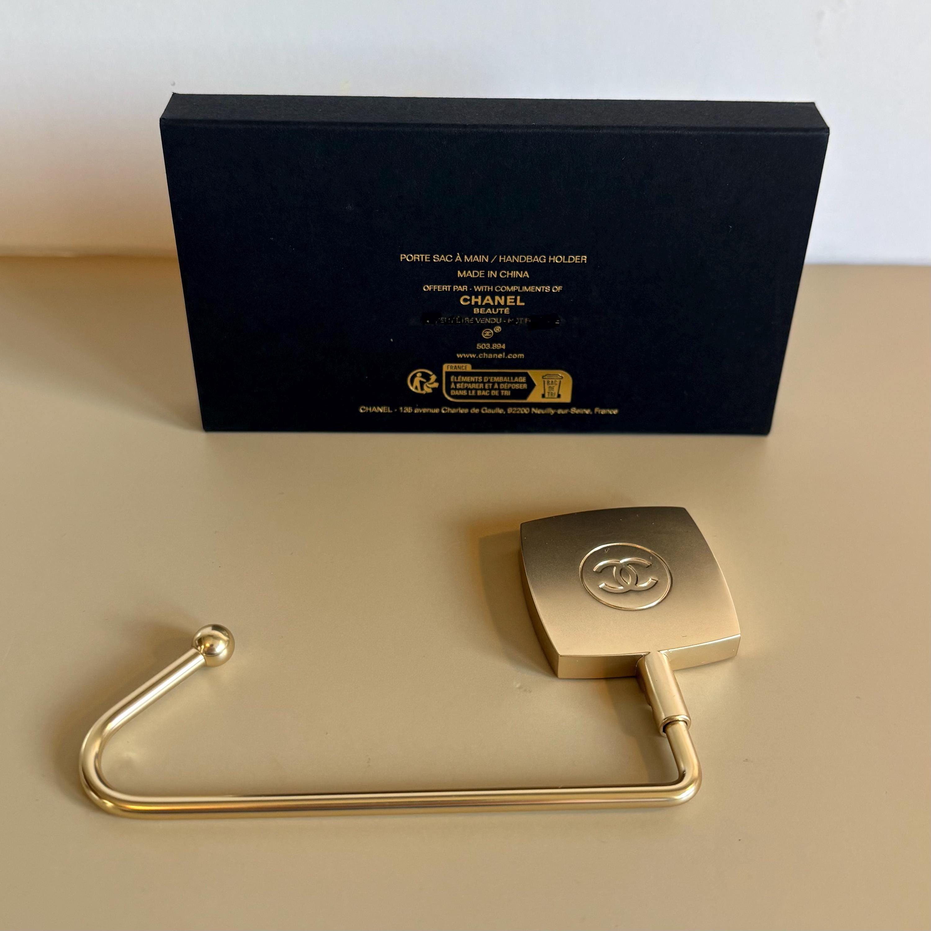 Chanel CC Bag Hook Gold Tone Handbag Table Hanger With Chanel