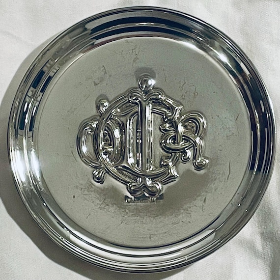 クリスチャンディオール トレイ CD ミニプレート 皿 小物入れ アクセサリー Vintage Christian Dior Silver Plated Vanity Tray - Collectible CD