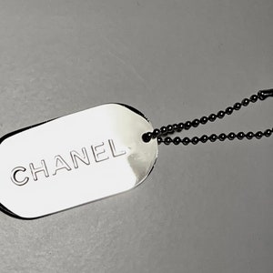Authentic Chanel Bag Charm, Key Holder, Vintage, CHANEL Logo inscripted, silver plated metal, gold leaf stripes in Light Green