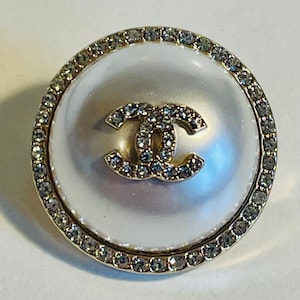 Authentic Chanel Scarf Ring, Scarf Holder, Hair Jewel, CC Logo, Pearl, Vintage, with Chanel Ribbon