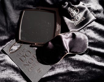 Chanel Silk Sleep Mask Set Black Gold CC Coco Mademoiselle L'eau