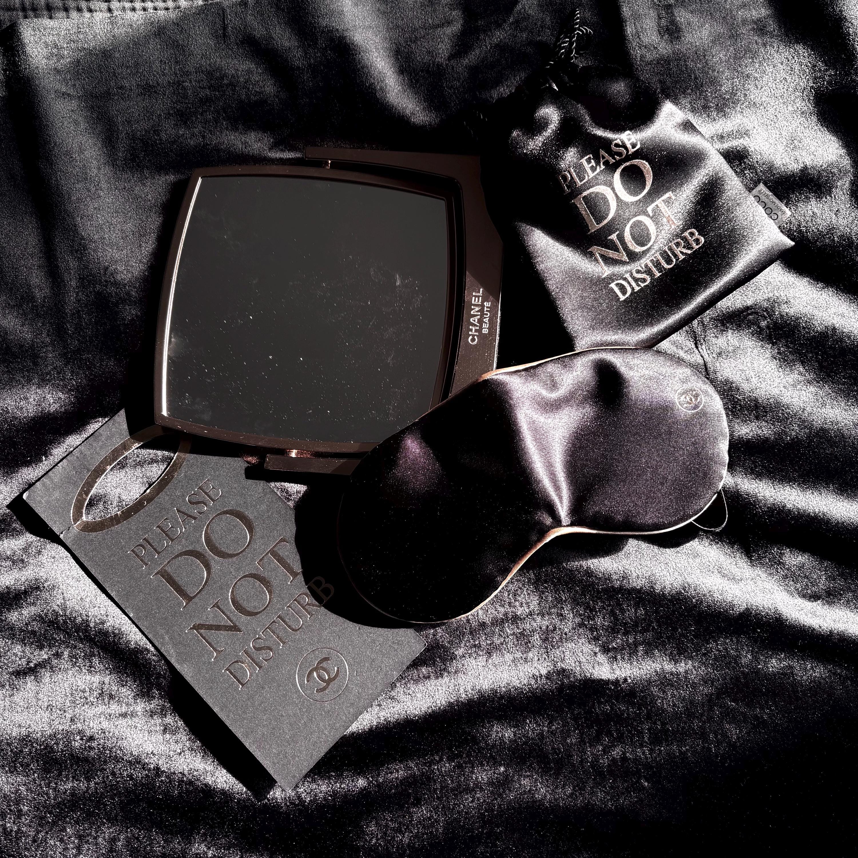 Chanel Silk Sleep Mask Set Black Gold CC Coco Mademoiselle L'eau