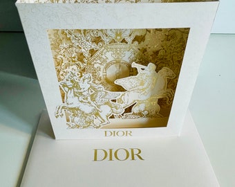 Rare DIOR 3D Greeting Card – Baroque Horse Riders & Castle Scene