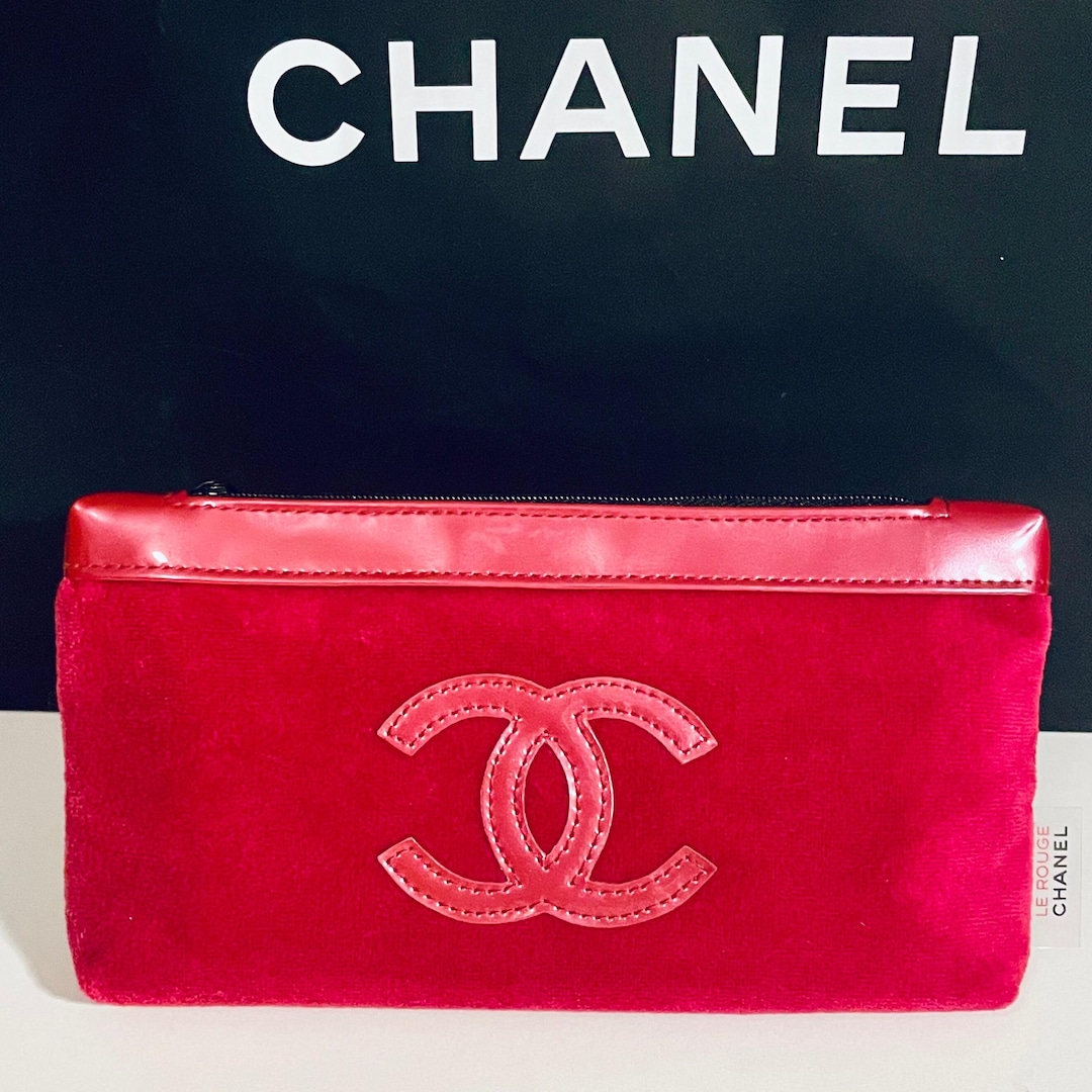 Chanel Rood Logo Fluwelen Chanel-clutch, Cc-logo Kunstleer, Diva (rood/roze), Fluwelen ...