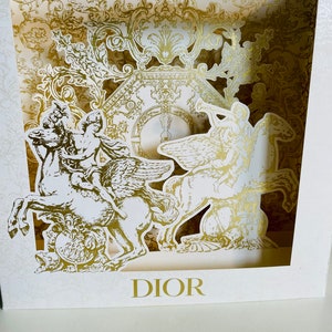 Tarjeta de felicitación Dior, Tarjeta de Navidad, Tarjeta tridimensional, Auténtica, Artículo de colección