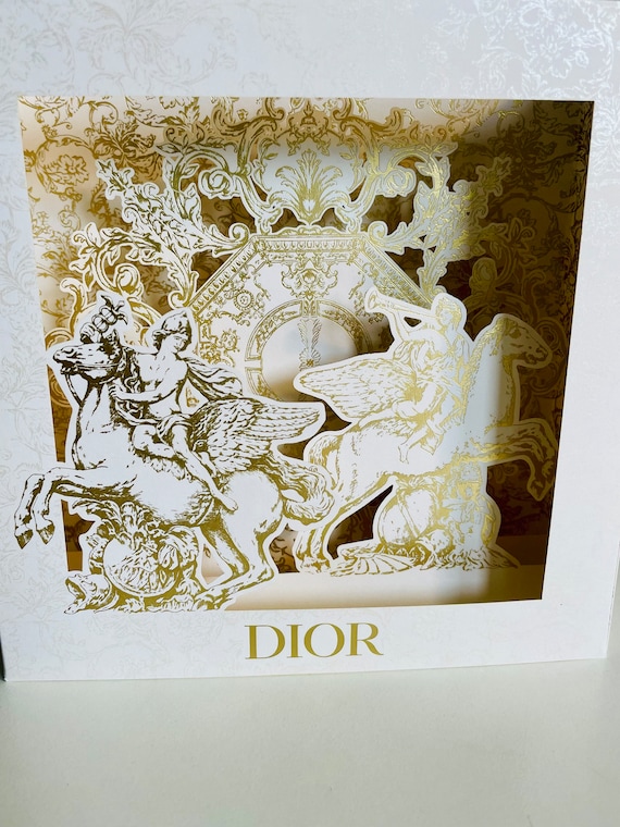 Rare DIOR 3D Greeting Card – Baroque Horse Riders & Castle Scene