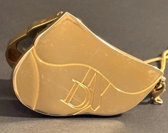 Dior Saddle Gold Metal Lip Compact con catena e pennello Completa la mia etichetta Dior