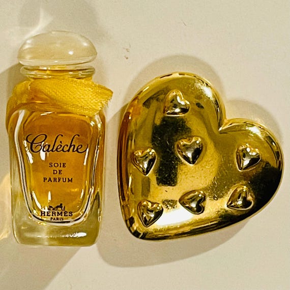 Vintage HERMÈS Calèche Perfume Heart Compact With Mini Soie De