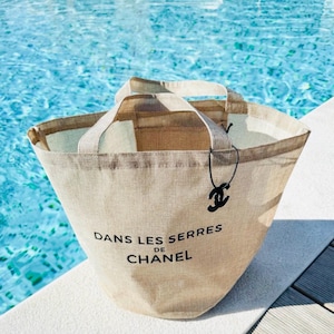 Dans Les Serres De Chanel Tote Bag, Woven Linen, Rare, Authentic