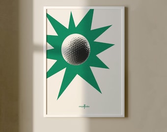 Plakat golfowy w stylu vintage, grafika ścienna do druku, cyfrowe pobieranie retro golfa, wystrój pokoju golfowego w stylu preppy