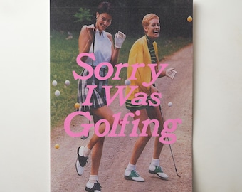 Vintage Golf Typography Print, Golf gifts for women, Vintage Wall Art, Pink