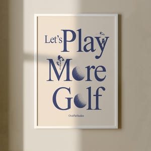 Vintage Inspired Golf Poster, Golf Wall Art, Let&#39;s Play More Golf Print