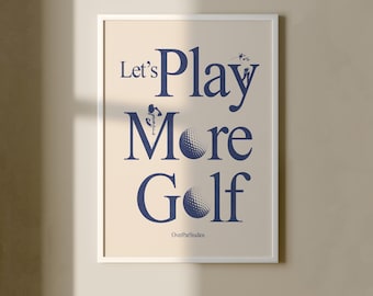 Póster "Juguemos más al golf", arte mural de golf vintage, lámina de golf retro, decoración para habitación de golf, regalo de golf para hombres