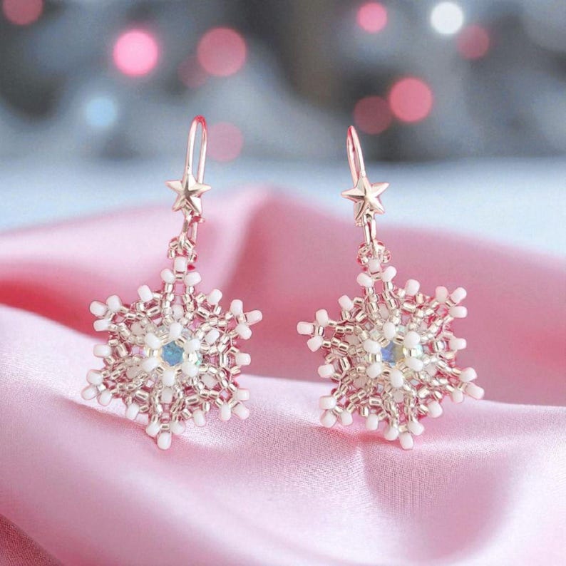 Snowflake Earrings and Pendant Beading Tutorial (PDF) - Etsy