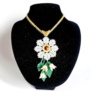Beading tutorial- Flower Garden Necklace,Beading pattern,Beading tutorial,Necklace pattern,Pendant tutorial,Wedding,Teaching tutorial,PDF