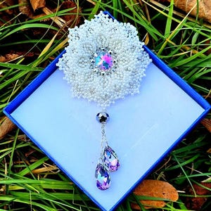 Tutorial de abalorios para broche de flor de invierno – Patrón de joyería DIY (PDF)