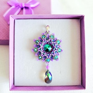 Beading tutorial- Jasmine Flower Pendant,beading pattern,beading tutorial,Pendant pattern,Pendant tutorial, pattern,Teaching  tutorial,PDF