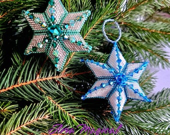 Beading tutorial- Christmas Star Ornament PDF Tutorial,beading pattern,beading tutorial,Necklace pattern,Necklace tutorial,teaching pattern