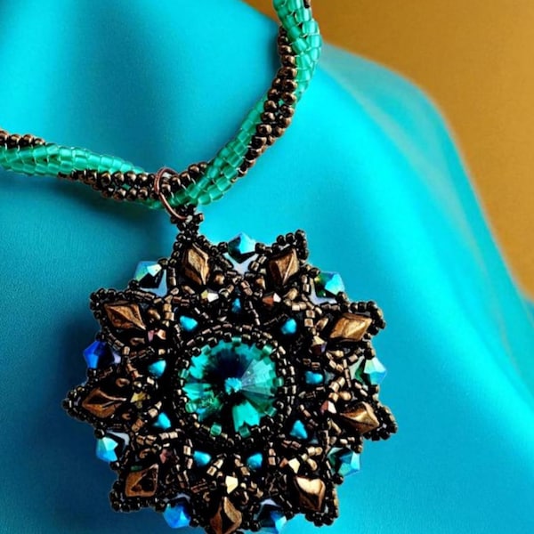 Beading tutorial- The Fall Forest Neclace,beading pattern,beading tutorial,Pendant pattern,Necklace tutorial,Teaching tutorial,PDF