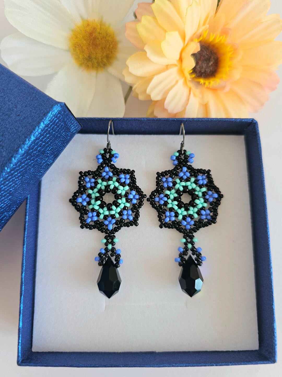 Dangle Earring Patterns Beaded Dangle Earrings Pattern: Neo Earrings Tutorial (PDF) - Etsy