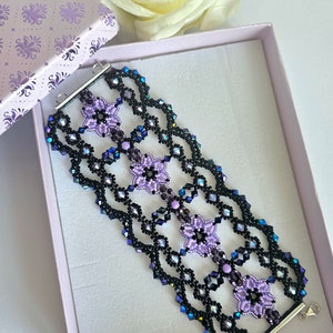 Violette Bracelet - Beading Tutorial, Bedding pattern, Bracelet tutorial, Bracelet pattern, PDF Tutorial, Teaching Pattern,Teaching Tutorial