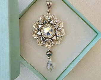 Tutoriel de perles Pendentif fleur de glace, motif de perles, tutoriel de perles, modèle de collier, tutoriel de collier, modèle, tutoriel de pendentif, PDF