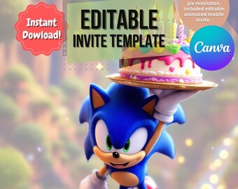 Editable Sonic-Themed Birthday Invitation, Party Invite – Printable, Sonic Gift Tags | Instant Download and Access