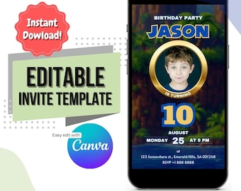 Sonic Birthday Invitation: Editable Kids Party Invite (Digital Download)