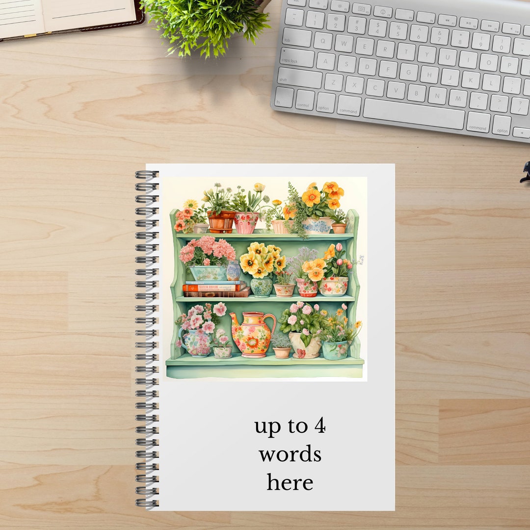Personalised Note Book Lined Paper Writing Book Floral Bookcase. Gift ...