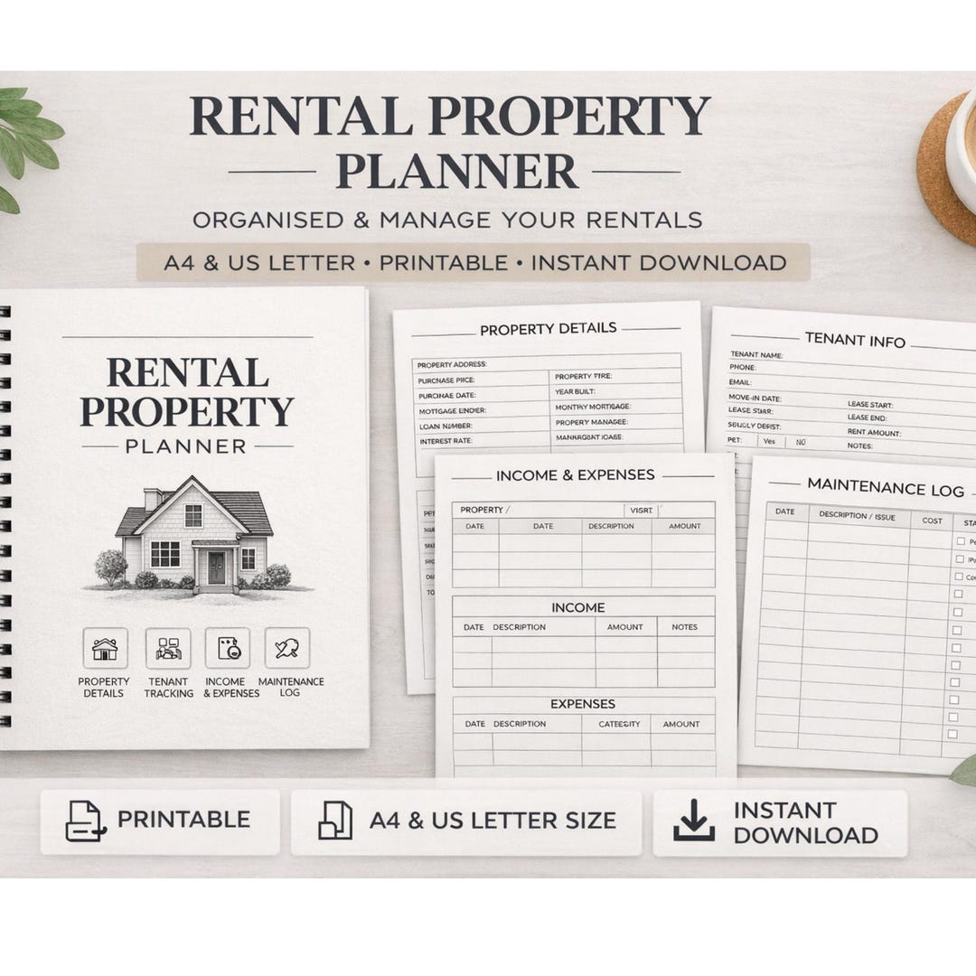 Rental Property Planner Printable, Landlord Organiser, Income & Expense ...