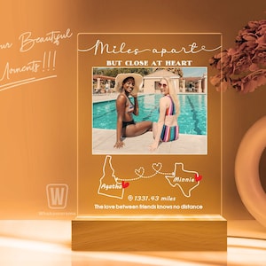 Veilleuse personnalisée deux cartes, cadeau pour elle/lui, veilleuse photo, cadeau besties, cadeau de départ, cadeau relation longue distance, cadeau âme soeur