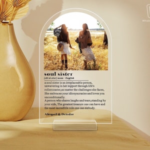 Personalized Soul Sister Definition Plaque with Stand, Custom Photo Gifts, Gift for Best Friend, Birthday Gift for Her, Sister Picture Frame