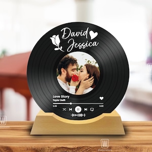 Personalized Vinyl Record with Photo, Valentine Gift for Him, Her, Song Plaque, Romantic Gift for Her Him, Personalized Love Keepsake