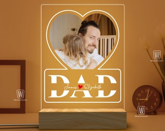 Peronalized Photo Night Light, Photo Collage LED Light, Dad Gifts, Custom Photo Lamp, Fathers Day Gifts Bedroom Night Light, Gifts for Dad